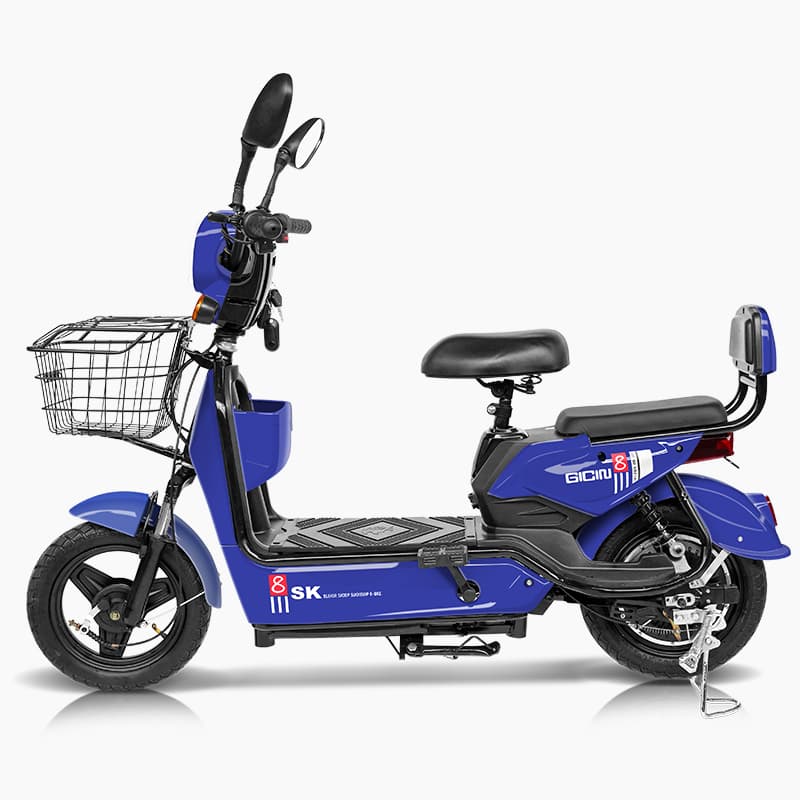 Bicicleta eléctrica KELAN Go color azul, vista lateral